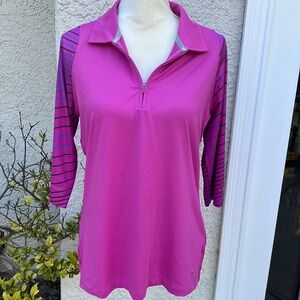 NikeGolf Tour Performance Dri-Fit Pink 3/4 Sleeve Zip Pullover Women's Size L